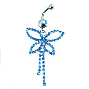 YYJFF D0066 Bowknot Stone Belly Navel Button Ring