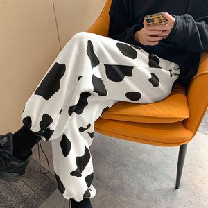 2021 Nova vaca Padrão Imprimir Harem Calças Homens Calças Calças Jogos Casuais Ankle-Comprimento Sweatpants Hip Hop Gravata Pés Streetwear Y0811
