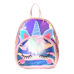 3color Cute Unicorn Mochilas Waterproof PVC School Bag Jelly shoulders Backpack Children Kids Lovely Animal Laser Backpacks Fashion Cartoon Purse