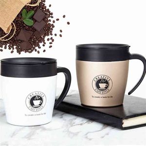 330ML Thermos Coffee Mug with Lid Stainless Steel Vacuum Flasks Thermo Cup Milk Tea Water Bottles Christmas gift 210423