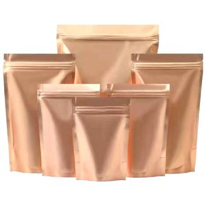 Stand Up Frosted Gold Aluminum Foil Bag Self seal Reusable Doypack Dried Flower Tea Candy Powder Storage Bag LX4225