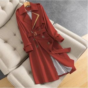 Women's Trench Coats Windbreaker Womens Middle Long Elegant Coat With Belt Autumn Winter Double Breasted Outwear Plus Size