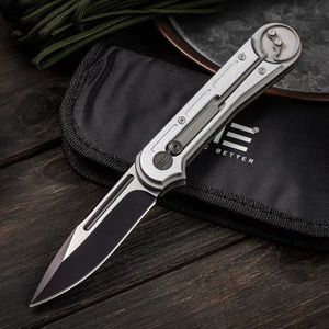 Vi Knife Company F Double Helix Slide Lock Folding Knife S35VN Two Tone Blade Aeronautical Aluminium Handtag