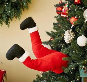 Christmas Tree Stick Out Santa Kicking Legs for Chrismas Trees Decorative Door Ornament Indoor Plush Decor Decorations ZC740