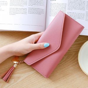 Brieftaschen Lange Frauen Brieftasche Weibliche Geldbörsen Herz Quaste Münze Geldbörse Kartenhalter Pu-leder Kupplung Geld Tasche Carteira