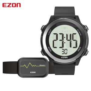 Męska Monitor tętna Bieganie Cyfrowy Zegarek Alarm Chronograph Calorie Counter Sport z pasem na piersi