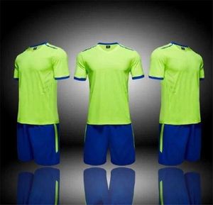 2021 Soccer Jersey sätter slät kunglig blå fotbollsvettabsorberande och andningsbar barns träningsdräkt bär kort ärm som kör med shorts 004