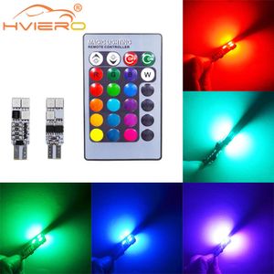 2X T10 RGB 6Led Multi Colors Changing LED Lights Lamp Bulb Colorful Auto Car Interior with Remote Control bulbs Fesoon Dome