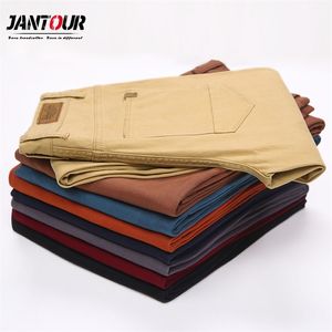 Jantour İlkbahar Yaz Klasik erkek Elastik Ince Rahat Pantolon Erkek Iş Elbise Slim Fit Jogger Streç Uzun Pantolon Erkek 210715