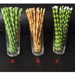 Biyobozunur Bambu Kağıt Saman 25 ADET Bir Lot Parti Kullanımı Bambu Straws DH8576