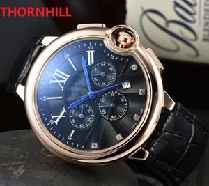 classique en cuir boîtier en acier montres chronomètre entreprise suisse explosions annuelles quartz haut de gamme cadran noir calendrier hommes montre entièrement fonctionnelle cadeaux