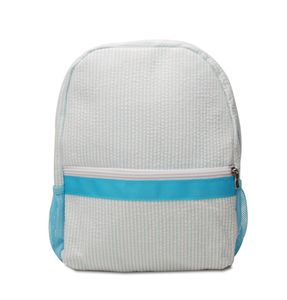Aqua Toddler Backpack Seersucker Soft Cotton School Bag USA Local Warehouse Kids Book Bags Boy Gril Pre-school Tote with Mesh Pockets DOMIL106187