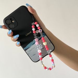Handygurte, Perlen Beaed Schmuckkette für Mobiltelefon Quasten -Farbbrief kleines Gänseblümchenblumenarmband