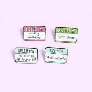 Tag English Latem Hello Label Brooches Pins Эмалевая лацка