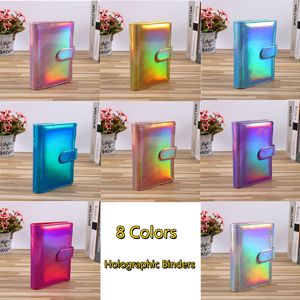 A5 A6 Glitter Filing Folder Empty Notebook Binders Holographic Budget Binder 6 Ring PU Leather Loose Leaf Planner