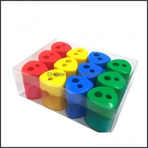 Sharpeners Desk Aessories Supplies Office School Business & Industrial Double Hole Triangar Shaped Pencil Sharpener With Er Receptacle Red B