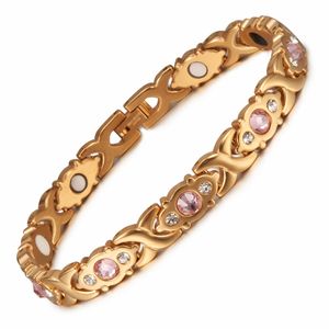 Vinterly Magnetic Armband Women Kette Kristall Goldfarbe Edelstahlkreuzgesundheitsenergie für 211124