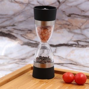 Manually 2 In 1 Hourglass Shape Dual Salt Pepper Mill Spice Grinder Shaker Kitchen Cooking Tools Easy To Clean 210611