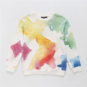 2021SS FRANKRIKE LUXURY DESIGNER MEN'S HOULES SWEATSHIRTS L HOME TIE-DYE Akvarell Rendering Färgglada Round Neck Sweater Fashion Ins Hoodls Top