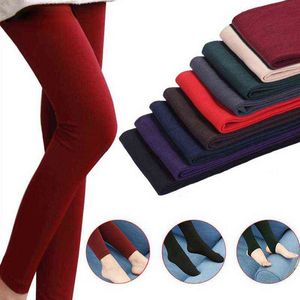 Winter Keep Warm Engrade Pantyhose de lã para mulheres Alta Qualidade Elasticidade Velvet Meias Sólidas Neve Points Calças de Femininas Y1130