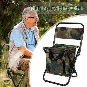 Folding Fishing Chair Backpack Insulation With Cooler Bag Portable Beach Seat Camping Chairs Stool Accessories