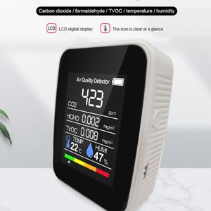 Analisadores de gás Monitor de qualidade do ar multifuncional Detector de CO2 TVOC Formaldeído Valor Quantidade de temperatura do medidor de umidade