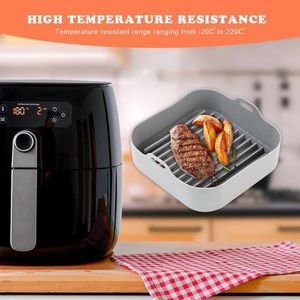 Esteiras almofadas de ar fritadeira de silicone Pot Forno aquecido cesta de bandeja com alimento seguro para casa acessórios non-stick