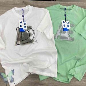 Ader T-shirt Men Women 3D Sketch Overlapping Letters Error T Shirt Top Quality with Original Tag Bag 210629