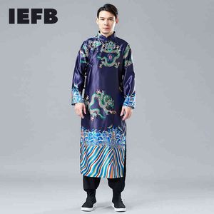 IEFB Spring Dragon Button Up Long Shirt Chinese Style Robe&gown Men's China Button Cardigan National Clothing 9Y5199 210524
