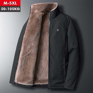 フリースジャケットの男性の暖かい厚い風ブレーカーの高品質の毛皮の襟コートプラスサイズM-5XLブランドファッション冬のフリースパーカー211206