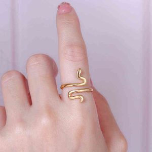 1Pcs New Ring For Women Girls Snake Fashion Men Jewelry Vintage Ancient Silver Color Punk Hip Hop Adjustable Boho Trendy Rings G1125