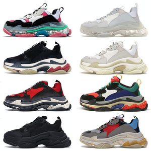 Balencaiga Triple S Retro باريس 17 فيدرج واضح وحيد الثلاثي الرجال النساء أبي الأحذية الرياضية عارضة مصممين مصممين منصة أحذية رياضية المدربين الكريستال أسفل أصيلة حجم كبير