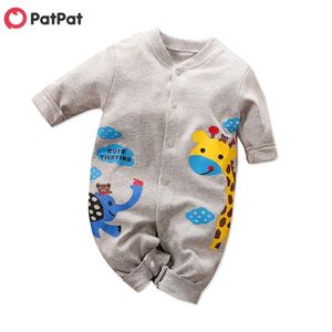 Primavera e outono Bebé / Menina Adorável Girafa Print Jumpsuit para 0-1 Anos 210528