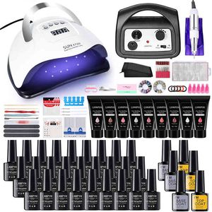 Nail Lamp Dryer 35000RPM Drill Machine Extensions Quick Building Gel Polish Set Sak Nail Art Kit