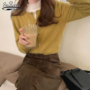 Autumn Winter Women Cardigans Sweater Thick Knit Sweater Long Sleeve O-neck Cotton Women Knitwear Fashion Korean Clothes 10949 210527