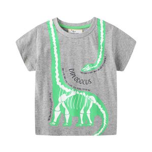 跳躍メーター到着男の子Tシャツの恐竜プリント動物プリント子供夏服210529