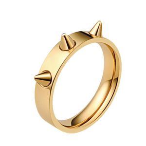 Mainstream Hip Non Hop Cool Welding Rivet Self-defense Nail Ring Plated with 18k Gold Trendy Men's Hand Ornament OG5X
