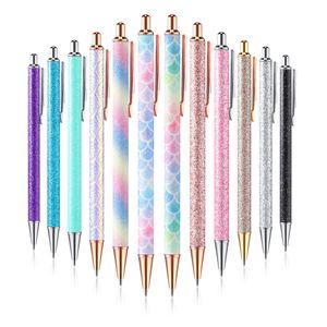 Canetas esferográficas fofinhas com glitter retrátil click esferográfica tinta preta ponta média 1 mm material de escritório escolar XBJK2106