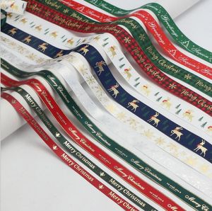 Christmas Ribbons for Gifts Xmas Grosgrain Polyester Satin Fabric Ribbon for Xmas Gift Wrapping Hair Bows Making Craft Sewing 100yd