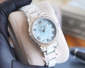 Mode Kvinnor Automatisk Mekanisk Keramisk Klocka Rom Nummer Mamma Pearl Dial Lady Geometric Lotus Flower Klockor 33mm