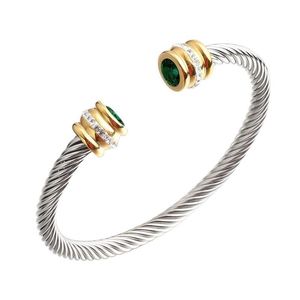 Bangle Fashion Stainless Steel Colorful Diamond Wholesale Twist Rope Bracelet Goth For Men Items