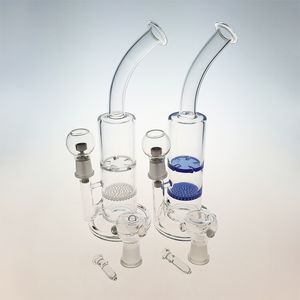 Bent Neck Glass Bong Hookahs 18mm Femle Joint Water Pipe Honeycomb Perc 4mm Thick Oil Dab Rig Turbine Percolator