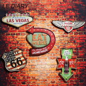 LEDIARY Restaurant Bar LED Wall Lamp Cafe Decor Big Sconce Lighting Retro Iron Route 66 Cola Ice Cream Remote Control Wall Light 210724