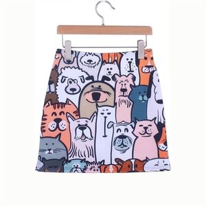 Sommar söt hund tryckt kjol Kvinnors A-Line Fashion Ins Slim Faldas Largas Mujer s XS-2XL P373 210527