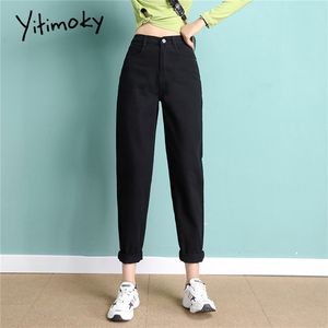 Yitimoky Black High Waisted Jeans Women Spring Mom Ripped Blue White Vintage Streetwear Fashion Clothes Harem Pants Denim 210708