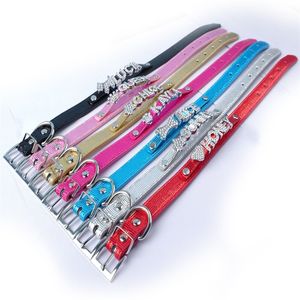 7Colors Pet Cat Dog Collars Snake Skin Pu Leather Dogs Collar With Slide Bar Fit For 10mm DIY Letter Charm 9 H1318Q