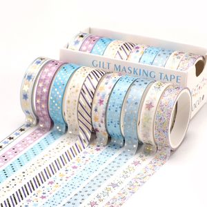 10 datorer/set guldfolie washi tejp söt hjärtmaskering tejp dekorativ självhäftande band klistermärke scrapbooking diy stationery