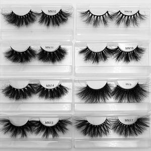 Natural Long Thick 25-28mm Mink False Eyelashes Curly Crisscross Reusable Handmade 3D Fake Lashes Extensions Soft Light 10 Models Eyes Makeup Accessory