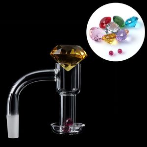 20mmOD Flat Top Terp Slurper Smoking Quartz Banger With Glass Diamond Marble Cap Ruby Pearls Set 45&90 Slurpers Nails For Water Bongs Dab Rigs Pipes