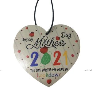 newFashion Mom Necklace Happy Mother's Day 2021 Peach Heart Design Women Girls Colorful Letters Wooden Mother Pendant Cinnabar EWA4398